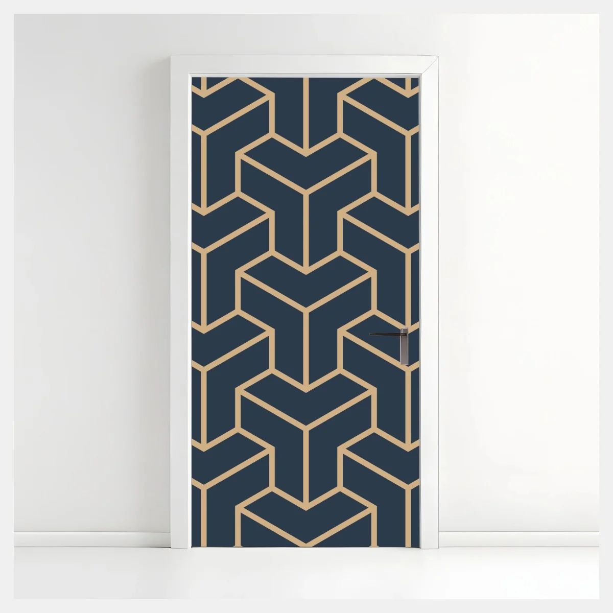 Türaufkleber marineblaues geometrisches würfelmuster – Wallnifity® Türaufkleber marineblaues geometrisches würfelmuster – Wallnifity®