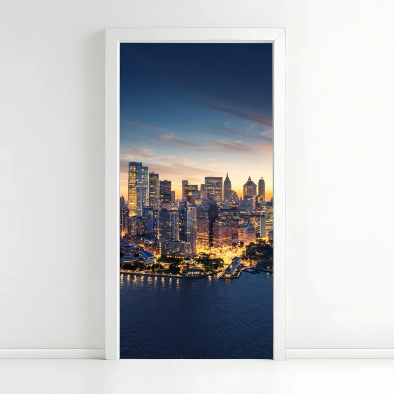 Türaufkleber Santorini blaue kuppeln und weiße häuser – Wallnifity®