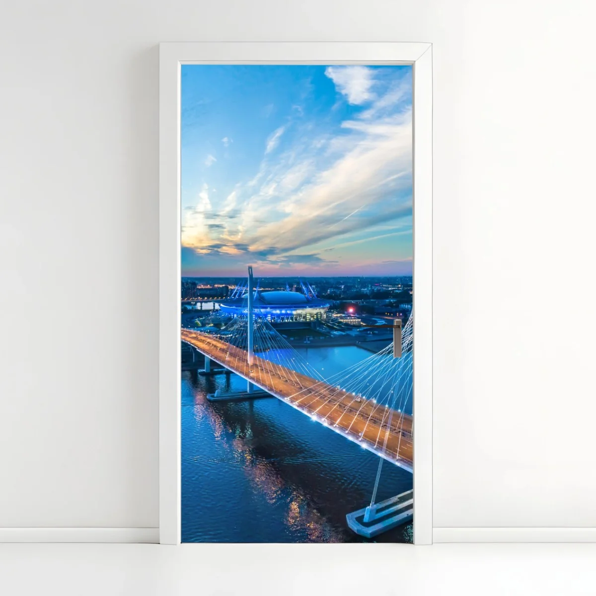 Türaufkleber Sankt Petersburg brückenpanorama bei dämmerung – Wallnifity®