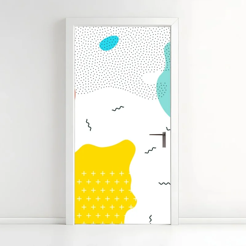 Türaufkleber verspielte abstrakte formen in lebendigen farben