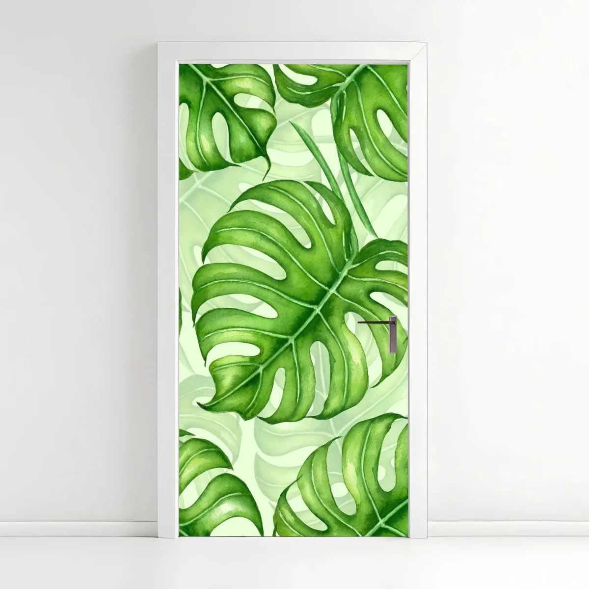 Türaufkleber aquarell monstera blättermuster – Wallnifity® Türaufkleber aquarell monstera blättermuster – Wallnifity®