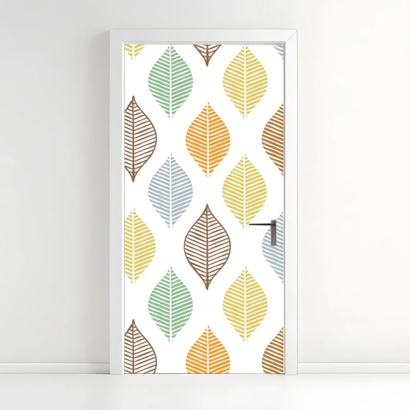 Türaufkleber pastelliges blättermuster für die wand