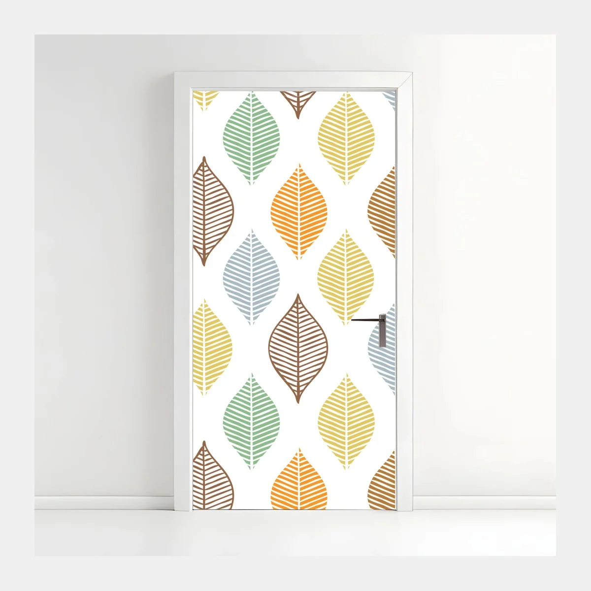 Türaufkleber pastelliges blättermuster für die wand – Wallnifity® Türaufkleber pastelliges blättermuster für die wand – Wallnifity®