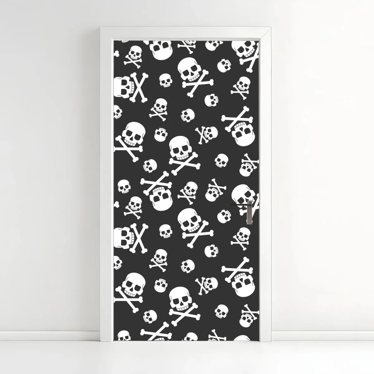 Türaufkleber weißes totenkopf muster auf grauem hintergrund – Wallnifity® Türaufkleber weißes totenkopf muster auf grauem hintergrund – Wallnifity®