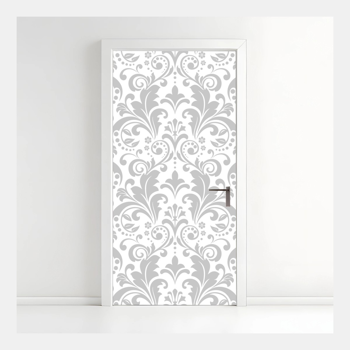 Türaufkleber elegantes graues damastmuster – Wallnifity®