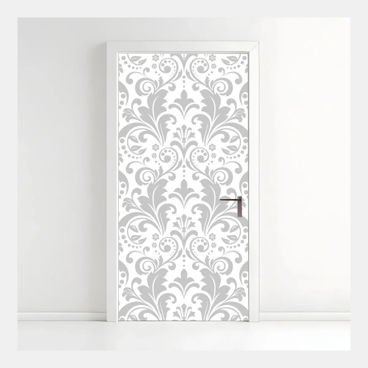 Türaufkleber elegantes graues damastmuster – Wallnifity® Türaufkleber elegantes graues damastmuster – Wallnifity®