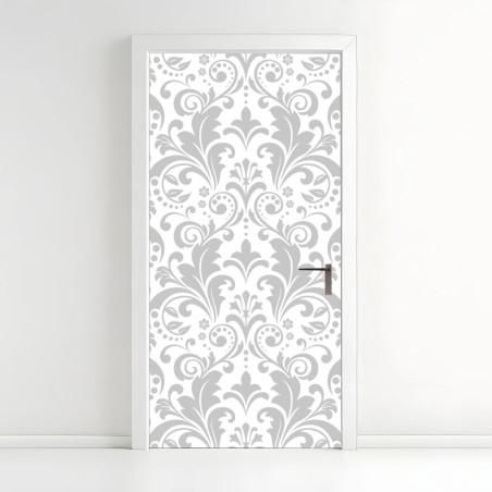 Türaufkleber elegantes graues damastmuster – Wallnifity®