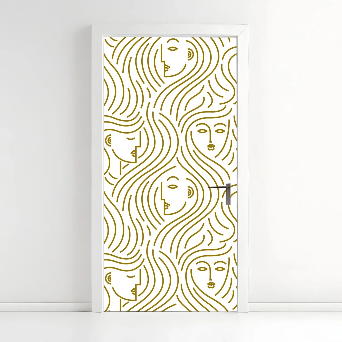 Türaufkleber goldene fließende gesichter nahtloses muster – Wallnifity® Türaufkleber goldene fließende gesichter nahtloses muster – Wallnifity®