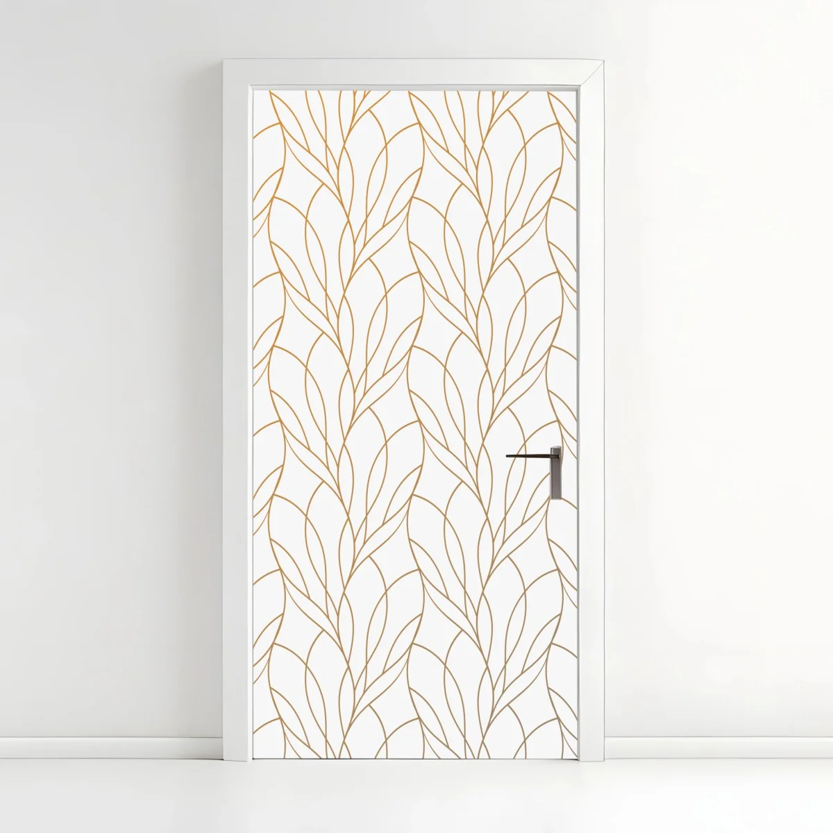 Türaufkleber goldenes blattmuster auf weißem hintergrund – Wallnifity®