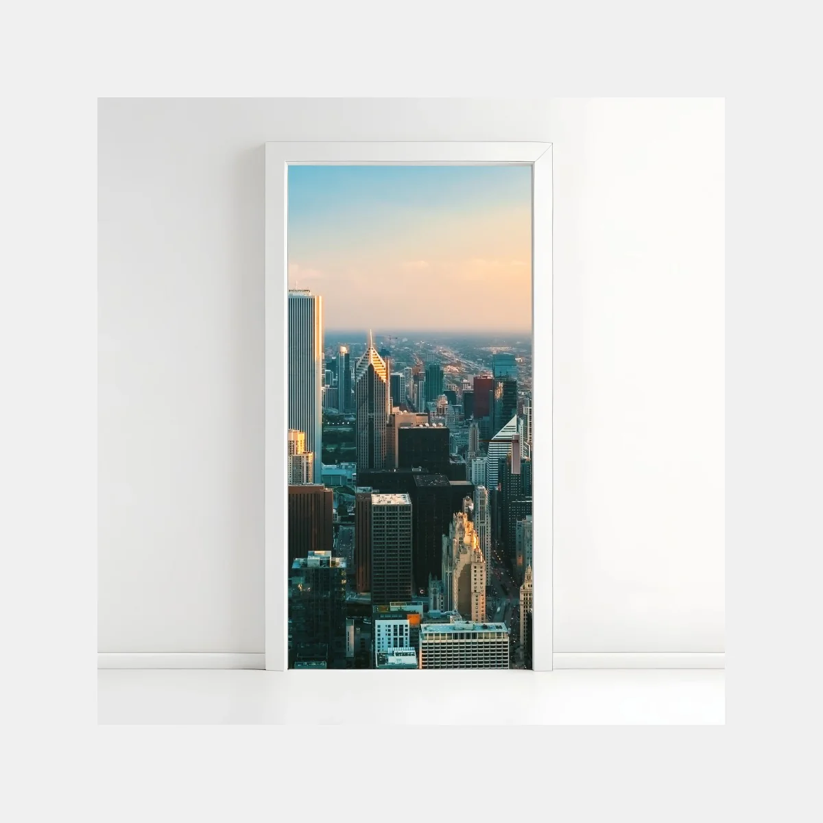 Türaufkleber Chicago skyline bei sonnenuntergang – Wallnifity® Türaufkleber Chicago skyline bei sonnenuntergang – Wallnifity®
