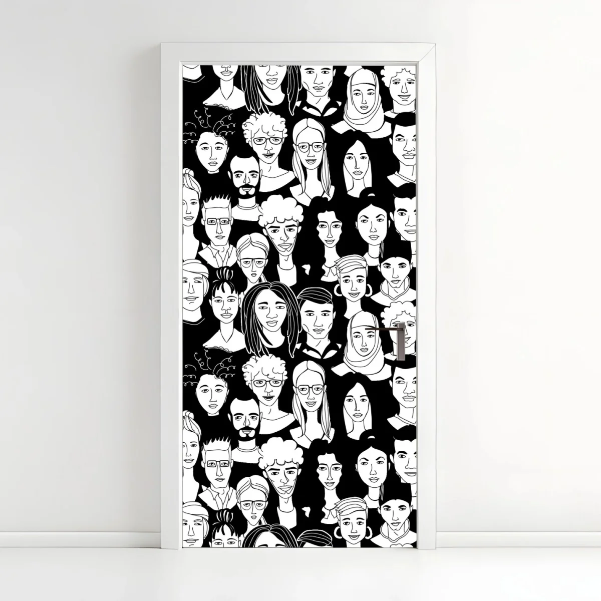 Türaufkleber muster mit vielfältigen gesichtern – Wallnifity®