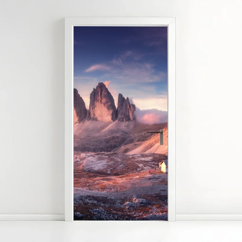 Türaufkleber sonnenaufgang über den gipfeln der Dolomiten