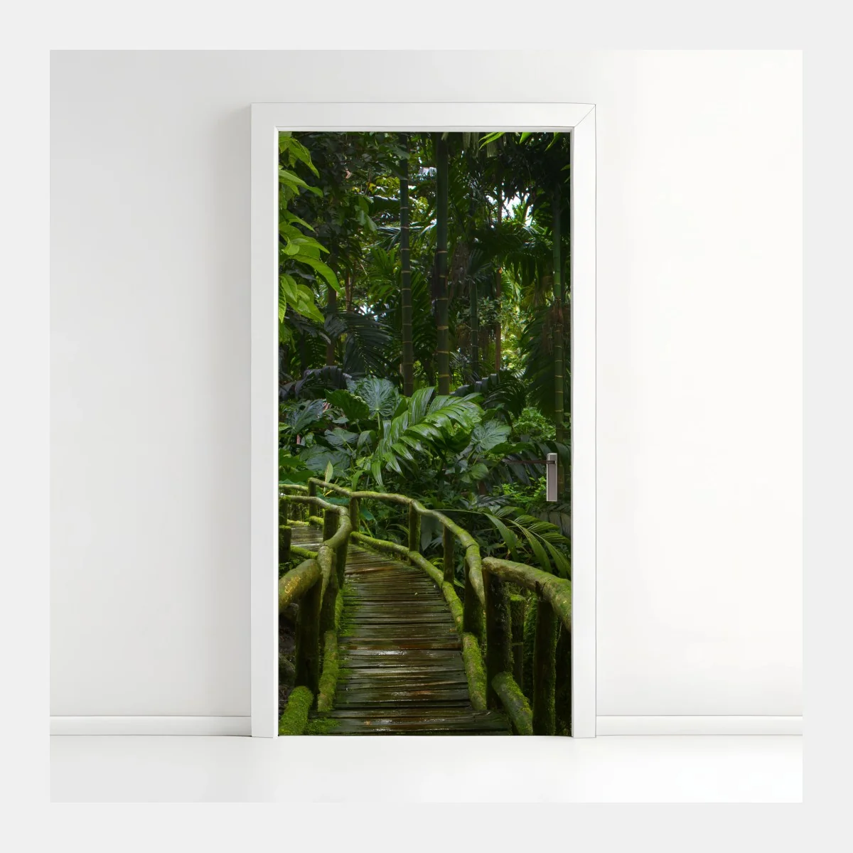 Türaufkleber ruhiger dschungelsteg durch üppigen regenwald – Wallnifity® Türaufkleber ruhiger dschungelsteg durch üppigen regenwald – Wallnifity®