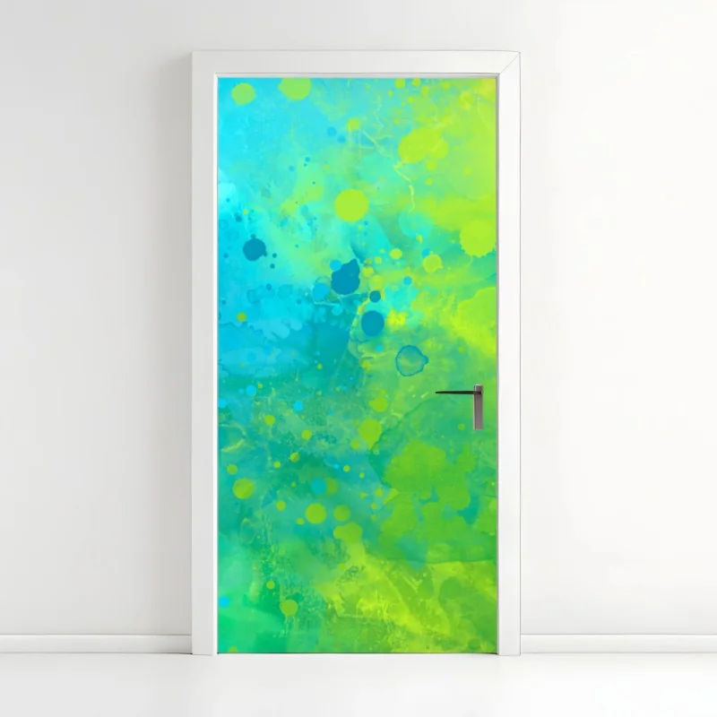 Türaufkleber lebhafte türkis und limetten aquarellspritzer