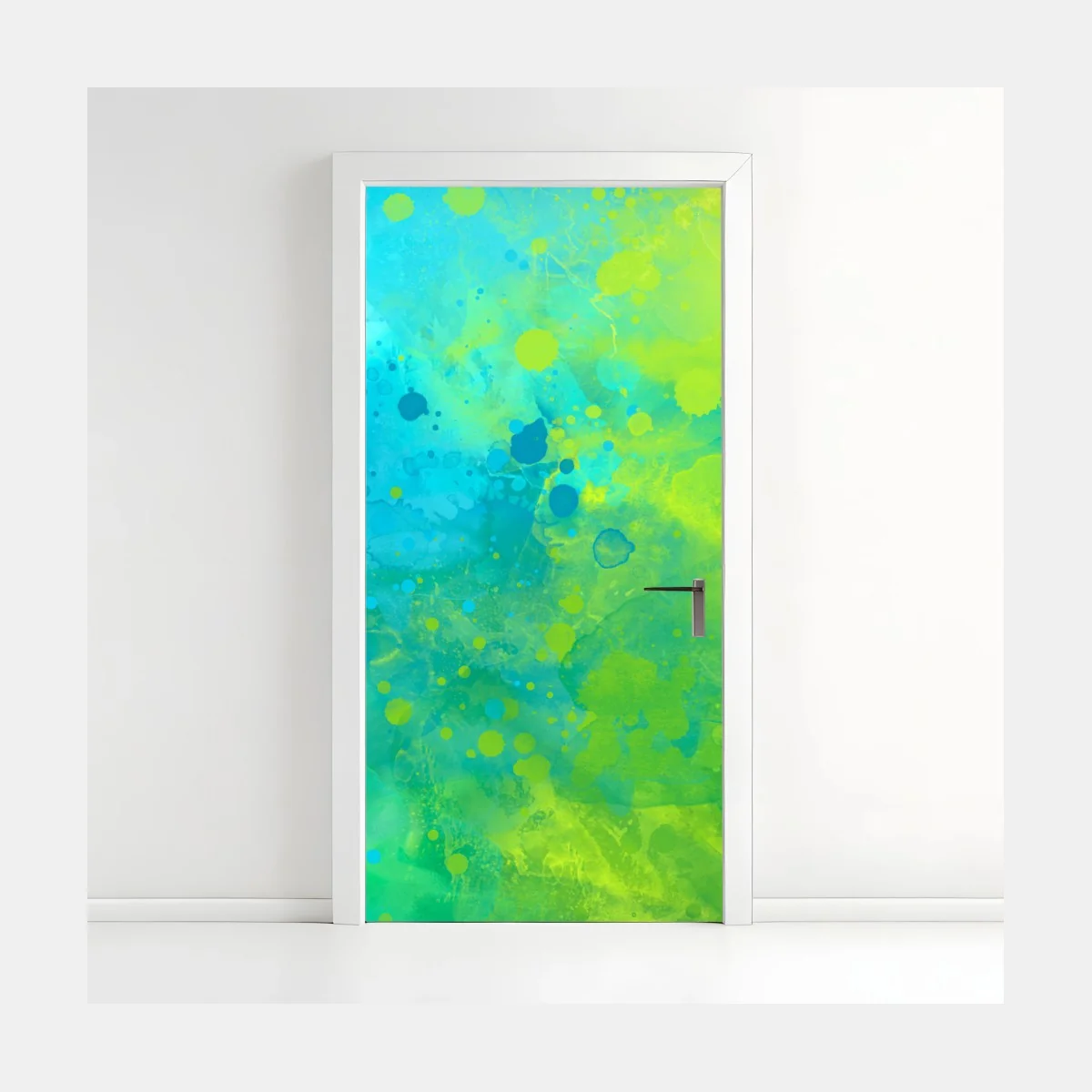 Türaufkleber lebhafte türkis und limetten aquarellspritzer – Wallnifity® Türaufkleber lebhafte türkis und limetten aquarellspritzer – Wallnifity®