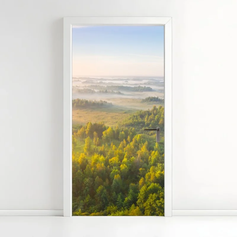 Türaufkleber nebliger morgen im sumpf von Zvanets