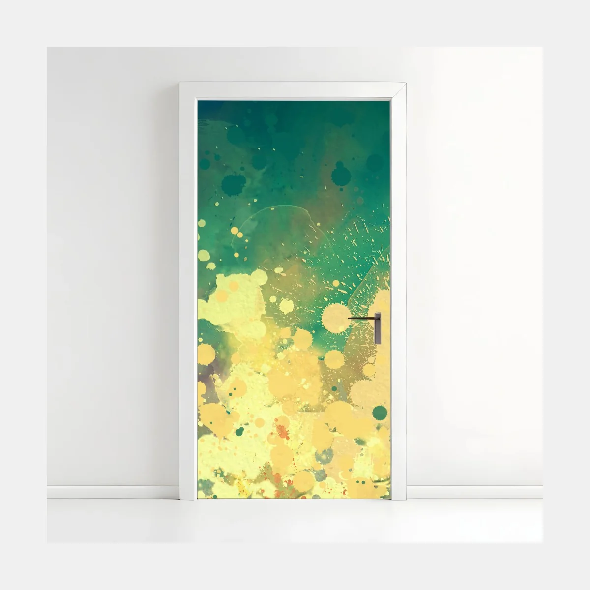 Türaufkleber türkiser aquarellausbruch abstrakt – Wallnifity®