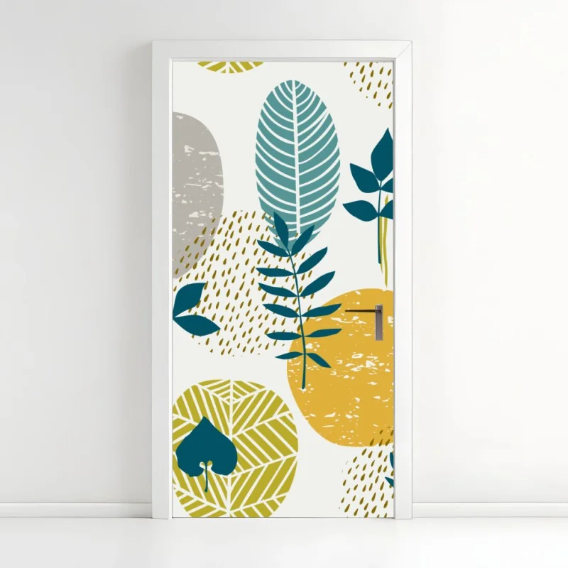 Türaufkleber tropische komposition von bananenblättern – Wallnifity®