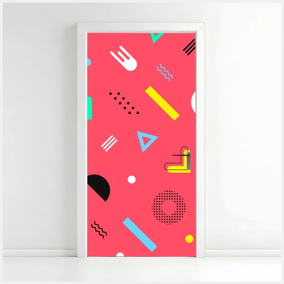 Türaufkleber leuchtendes memphis geometrisches muster – Wallnifity®