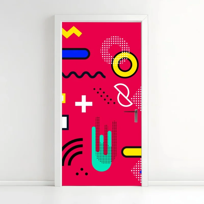 Türaufkleber lebhaftes geometrisches pop-muster