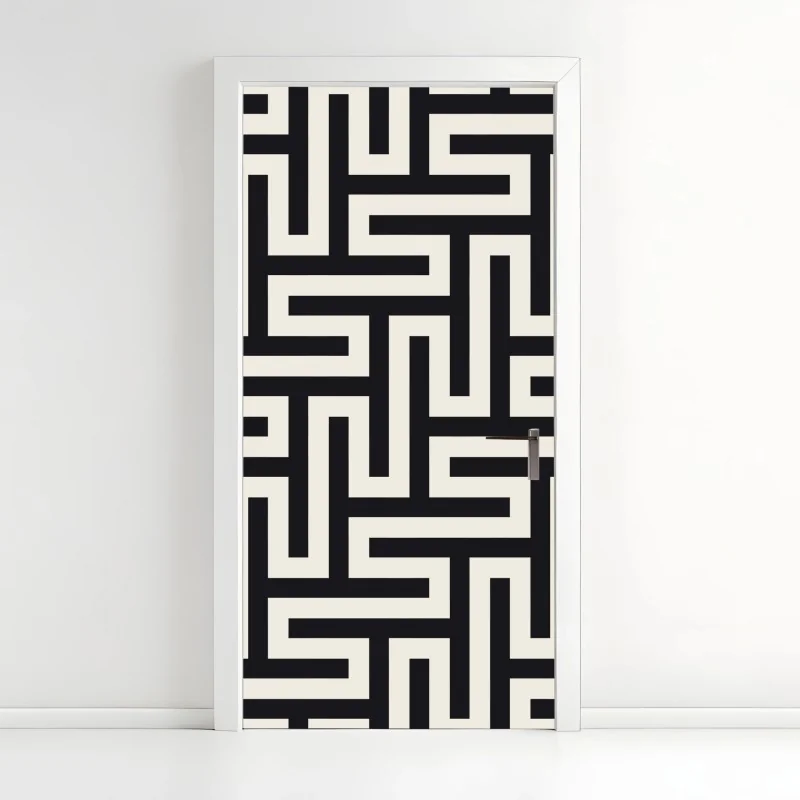 Türaufkleber feine botanische linienzeichnung mit blumen – Wallnifity®