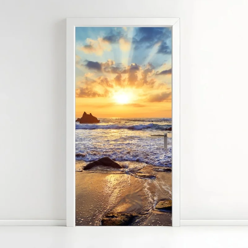 Türaufkleber vertikales palmenblatt nahaufnahme – Wallnifity®