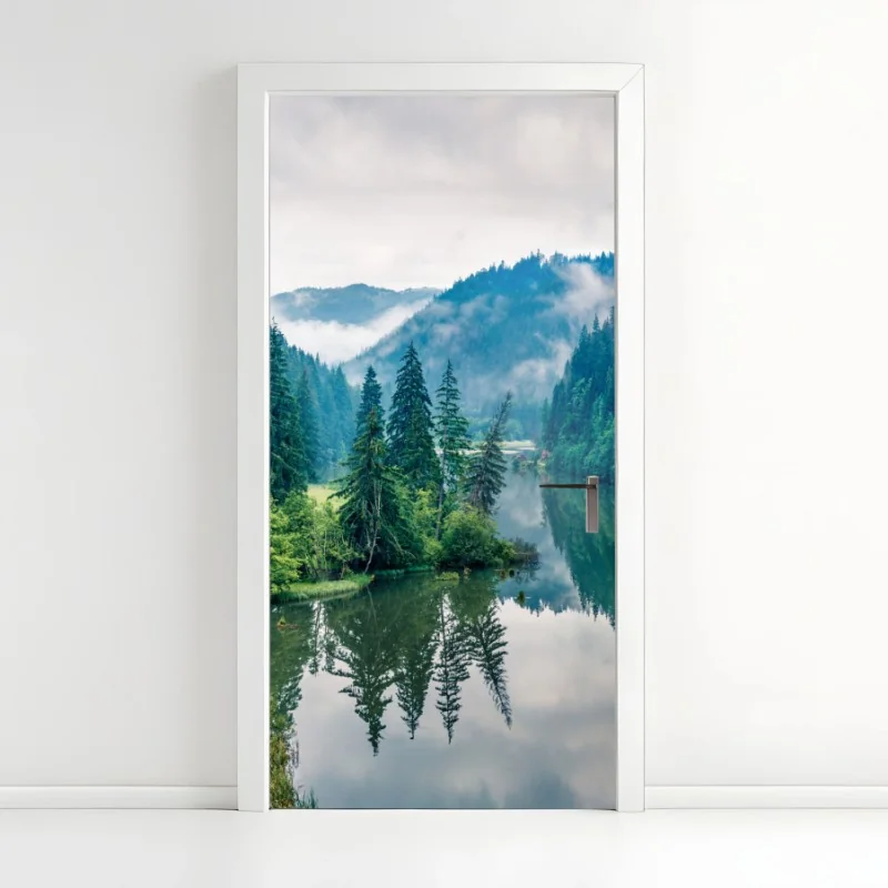 Türaufkleber ruhevoller lotus in graustufen – Wallnifity®