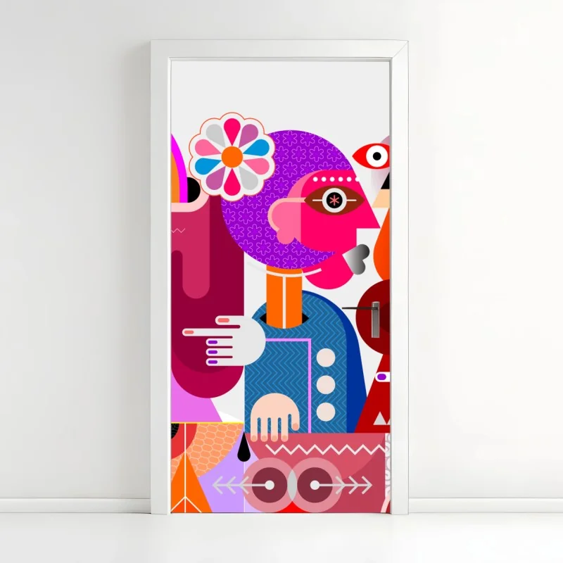 Türaufkleber aquarell kaktusgarten muster – Wallnifity®