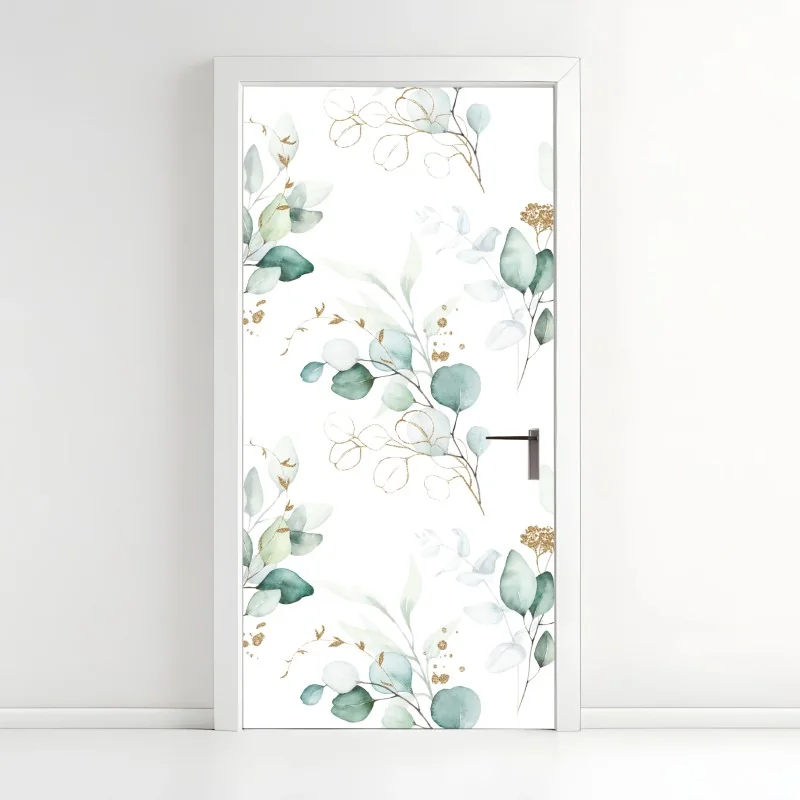 Türaufkleber zartes tropisches hibiskusmotiv – Wallnifity®