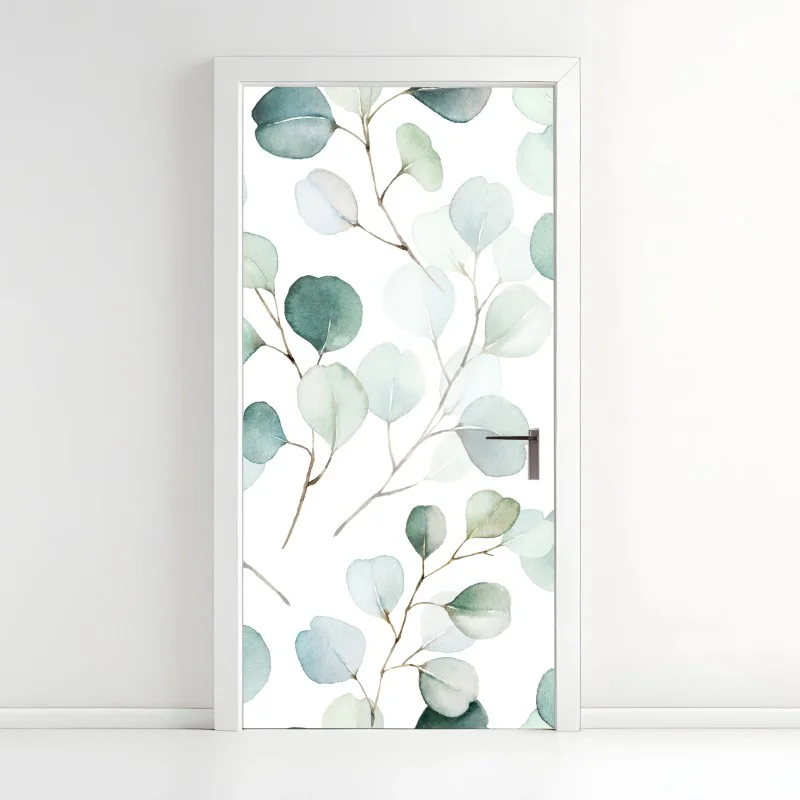 Türaufkleber zarter eukalyptus-aquarell blättermuster