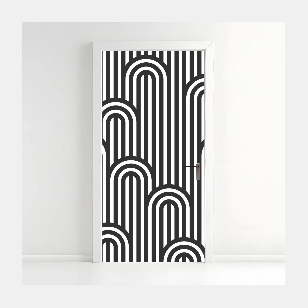 Türaufkleber schwarzweißes geometrisches streifenmuster – Wallnifity® Türaufkleber schwarzweißes geometrisches streifenmuster – Wallnifity®
