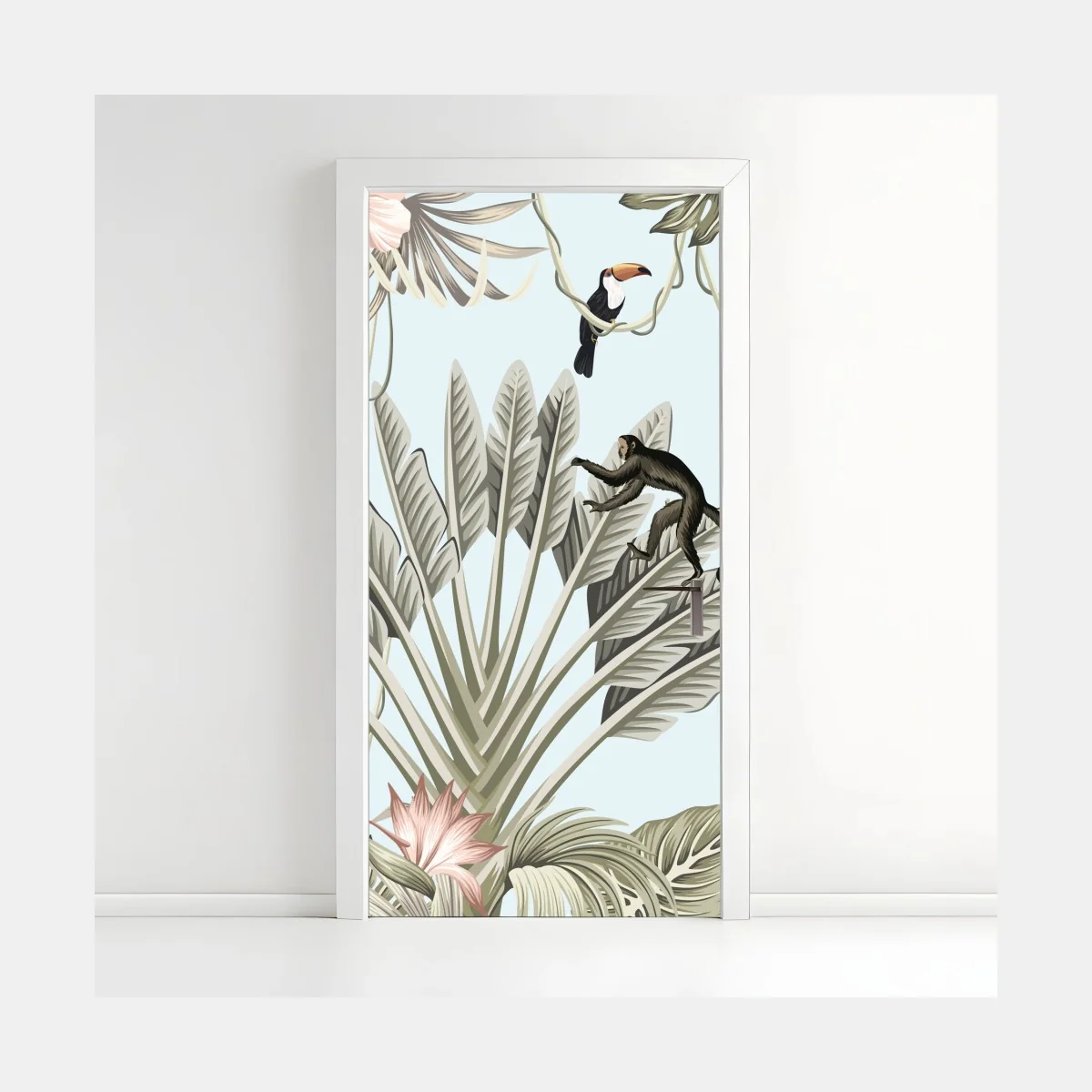 Türaufkleber pastell dschungel tier muster – Wallnifity®