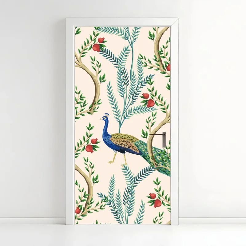 Türaufkleber pfau zwischen granatästen