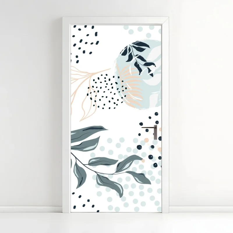 Türaufkleber pastellfarbenes botanisches abstraktes muster