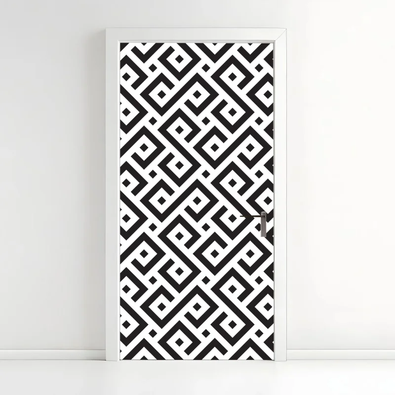 Türaufkleber zeitloses schwarz-weiß geometrisches muster