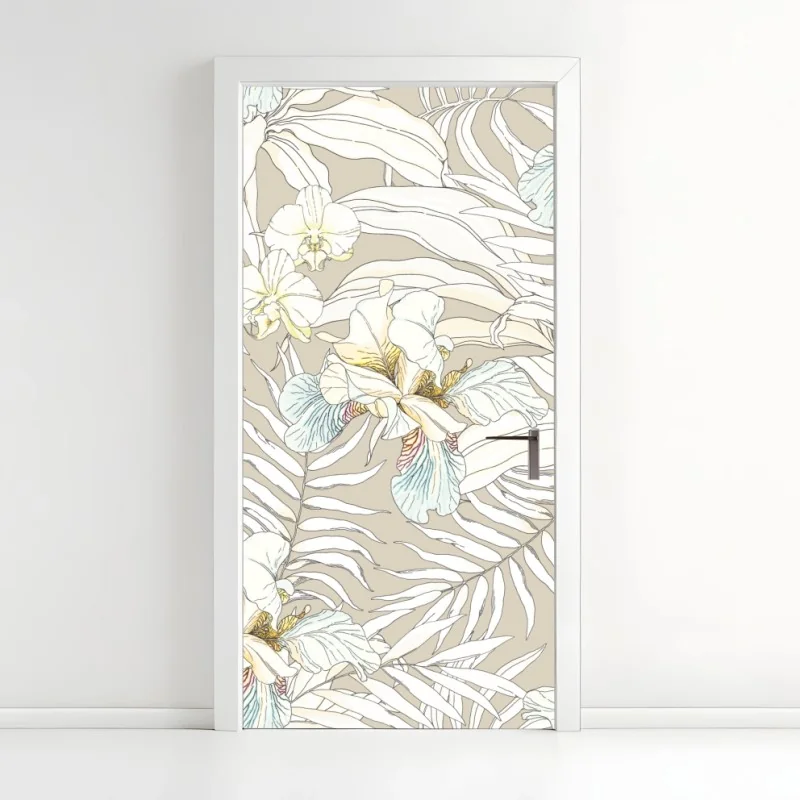 Türaufkleber tropisches kakadu-blumenmuster