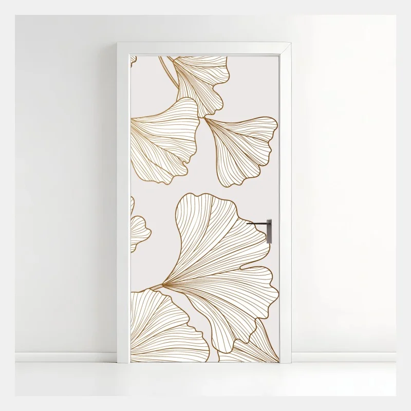 Türaufkleber feines goldenes ginkgo-blätter muster