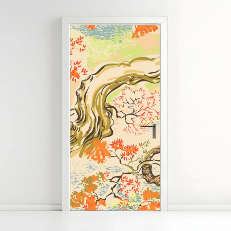 Türaufkleber orientalisches baummuster mit blättern