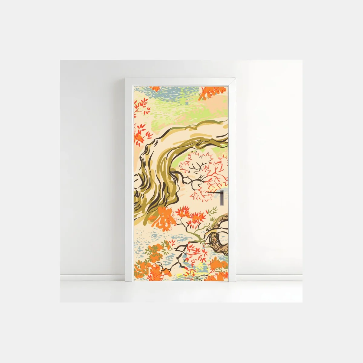 Türaufkleber orientalisches baummuster mit blättern – Wallnifity® Türaufkleber orientalisches baummuster mit blättern – Wallnifity®