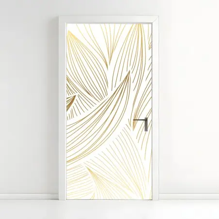 Türaufkleber goldene blattlinien – Wallnifity®