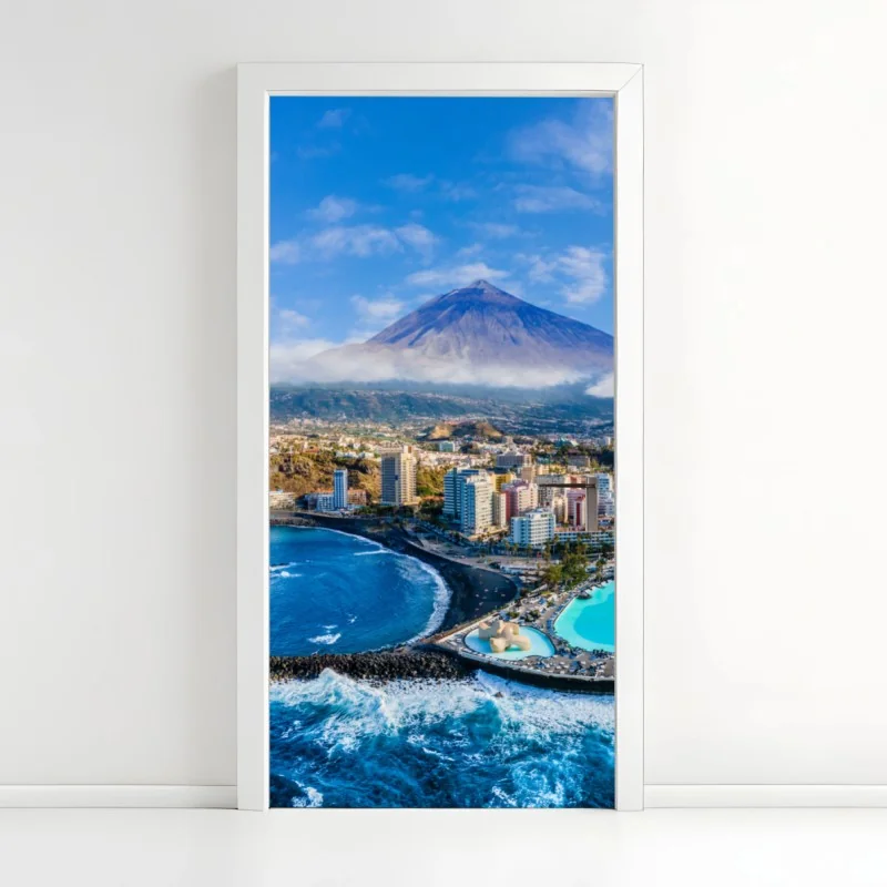 Türaufkleber luftpanorama der küste von Teneriffa mit dem Mount Teide