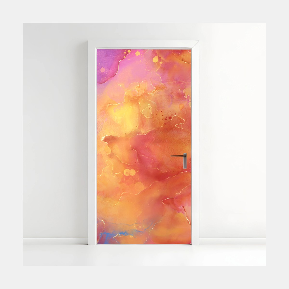 Türaufkleber lebhafte aquarell-abstraktion in warmen tönen – Wallnifity® Türaufkleber lebhafte aquarell-abstraktion in warmen tönen – Wallnifity®