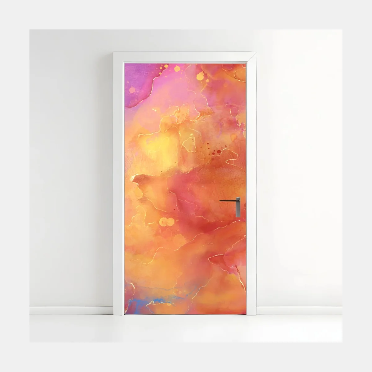 Türaufkleber lebhafte aquarell-abstraktion in warmen tönen – Wallnifity®