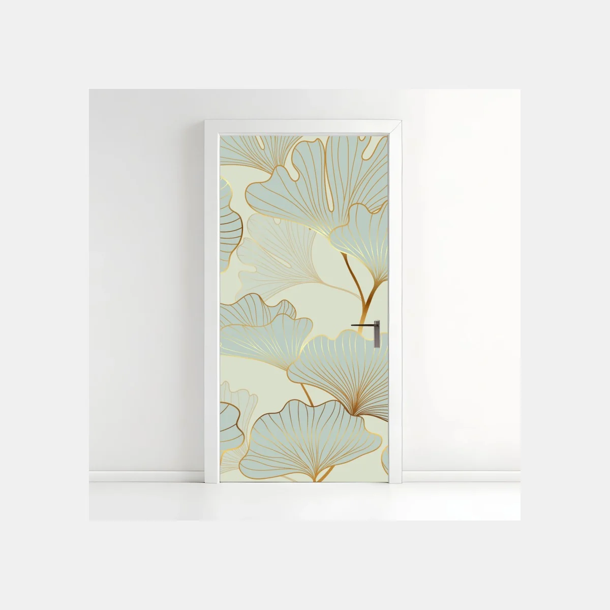 Türaufkleber pastell ginkgo blättermuster mit goldakzenten – Wallnifity® Türaufkleber pastell ginkgo blättermuster mit goldakzenten – Wallnifity®