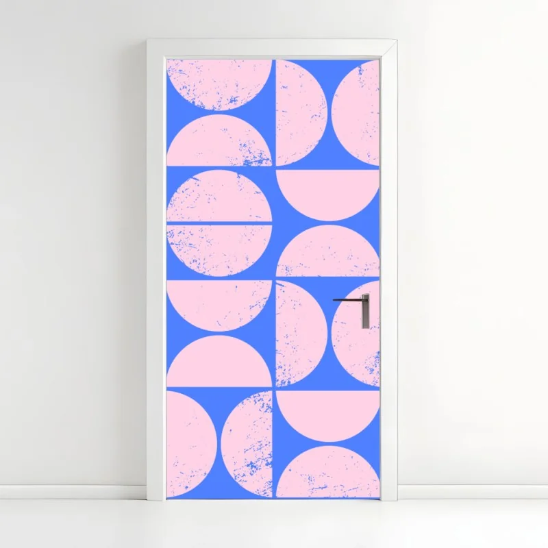 Türaufkleber sonnenuntergang über einem feldweg durch grüne wiese – Wallnifity®