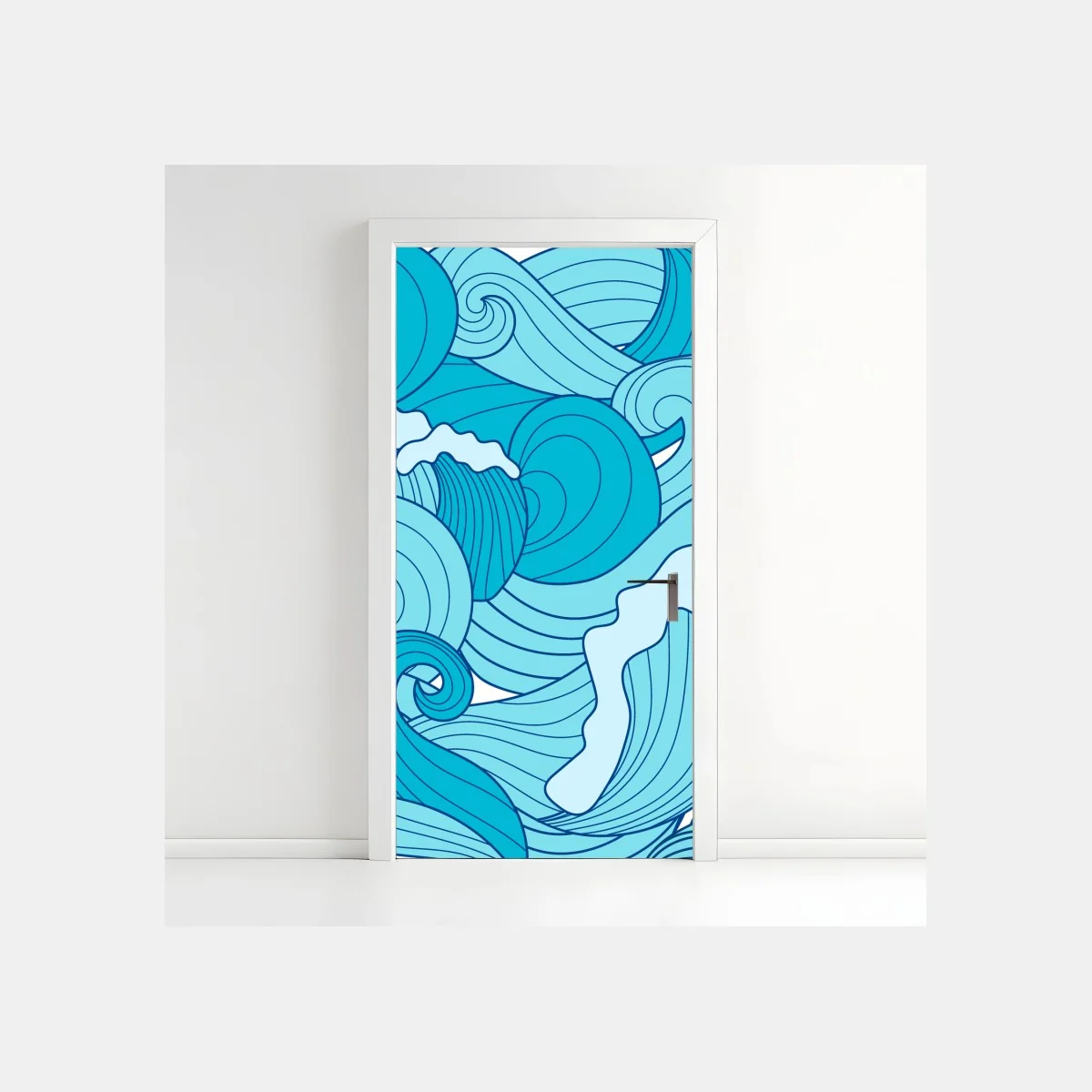 Türaufkleber blaue ozeanwellen illustration – Wallnifity® Türaufkleber blaue ozeanwellen illustration – Wallnifity®