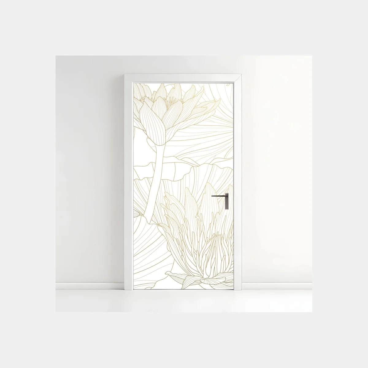 Türaufkleber zarte goldene blütenlinien – Wallnifity® Türaufkleber zarte goldene blütenlinien – Wallnifity®