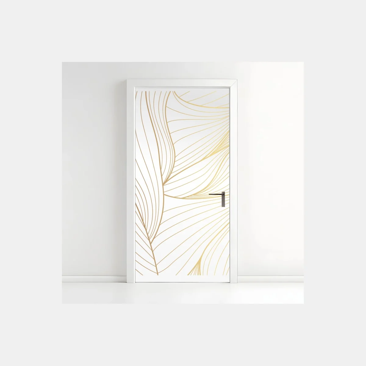 Türaufkleber goldene fließende linien abstraktes design – Wallnifity®