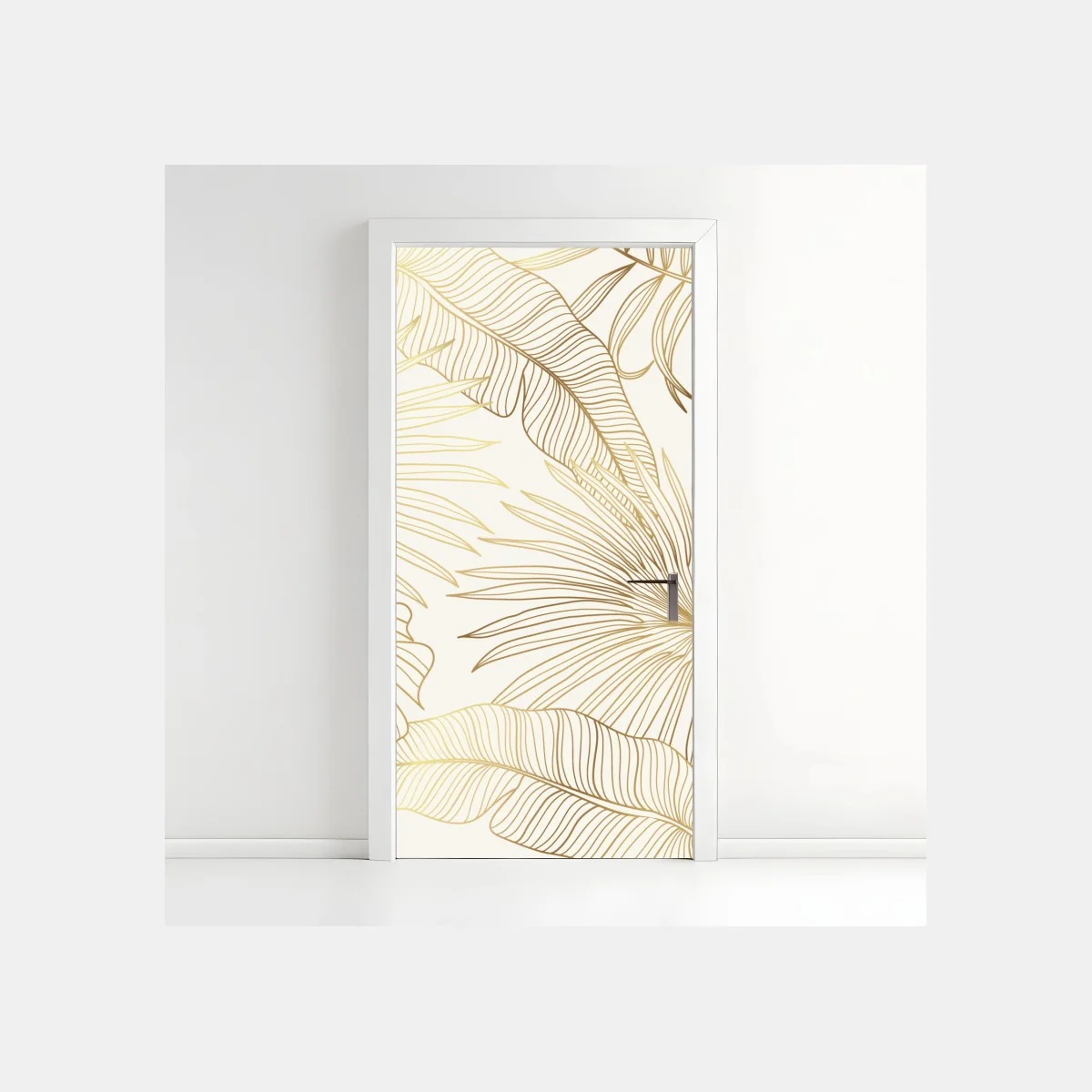 Türaufkleber goldene tropische blätter auf beigem hintergrund – Wallnifity® Türaufkleber goldene tropische blätter auf beigem hintergrund – Wallnifity®