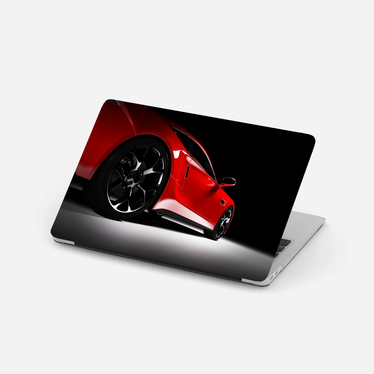 Laptop-Aufkleber nahaufnahme eines roten sportwagens – Wallnifity® Laptop-Aufkleber nahaufnahme eines roten sportwagens – Wallnifity®